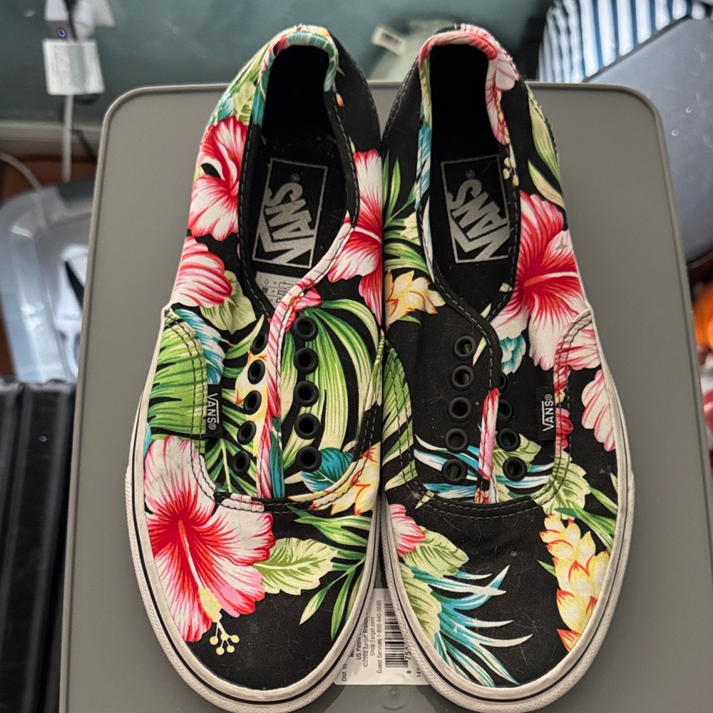 Vans Black Floral Canvas Shoes